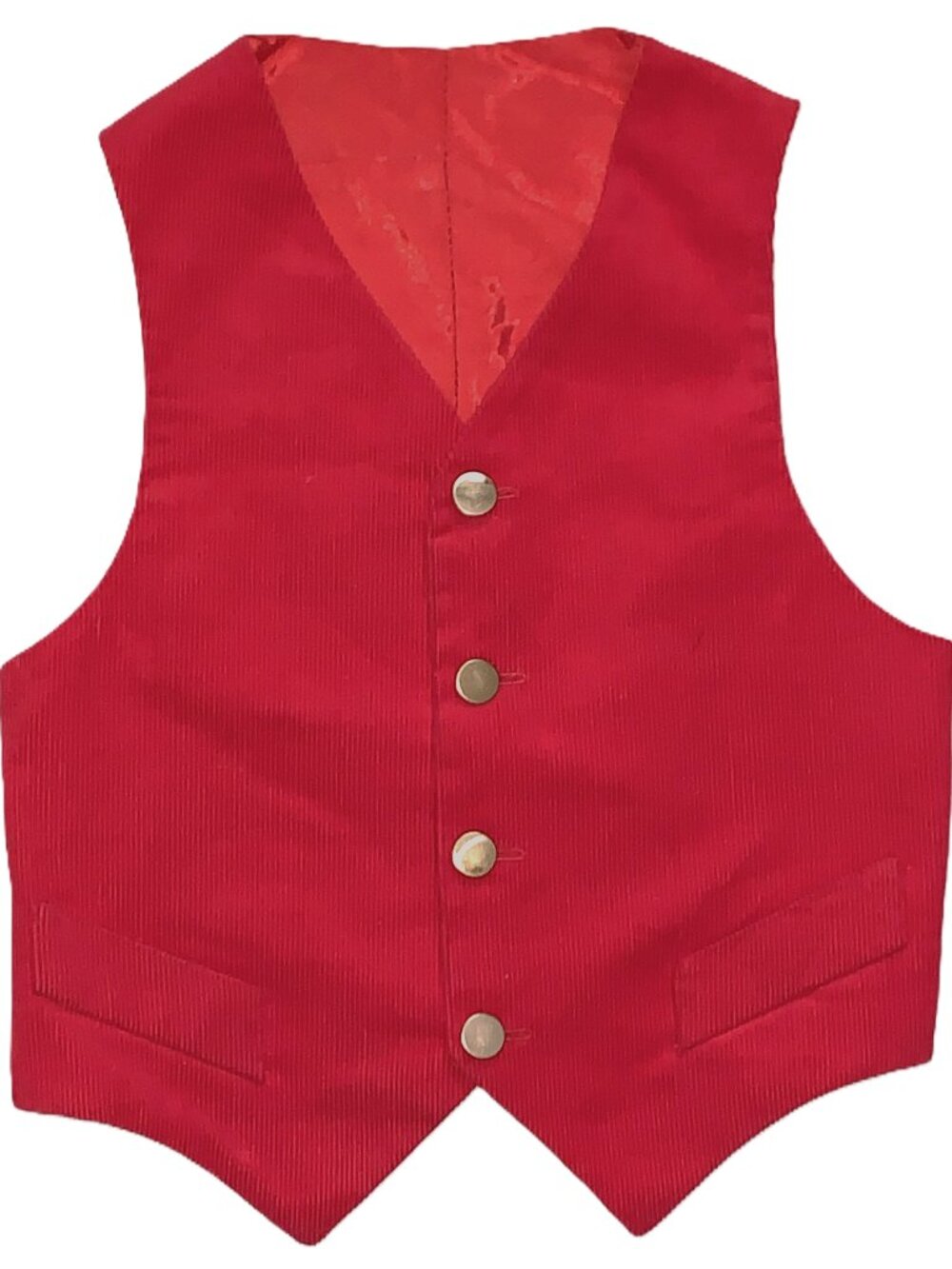 Vtg Brushed Corduroy Child's Red Vest Christmas Church Holiday Special 24" Chest